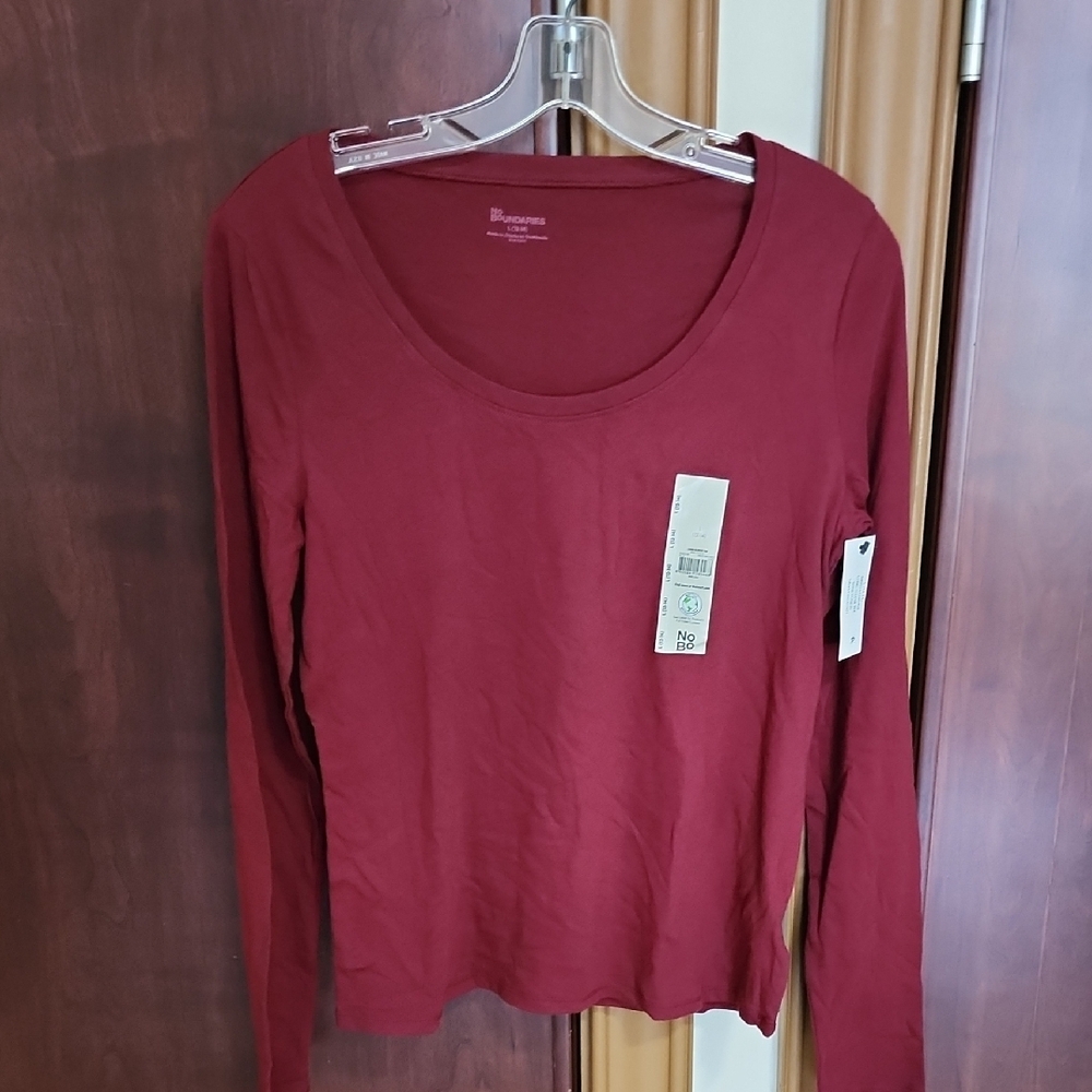 No Boundaries Long Sleeve Tee - Burgundy